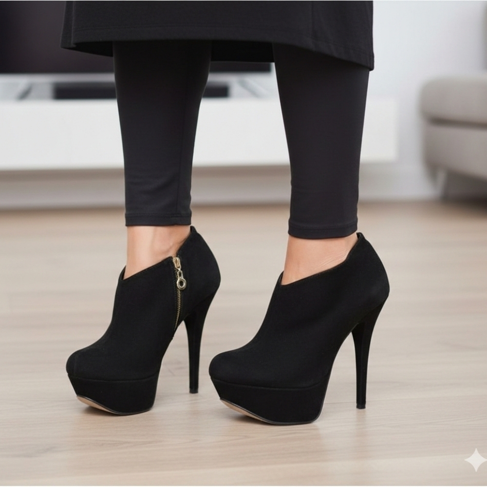 Suede platform pumps. 5 Inch Heel. Inside Zipper. Size 10